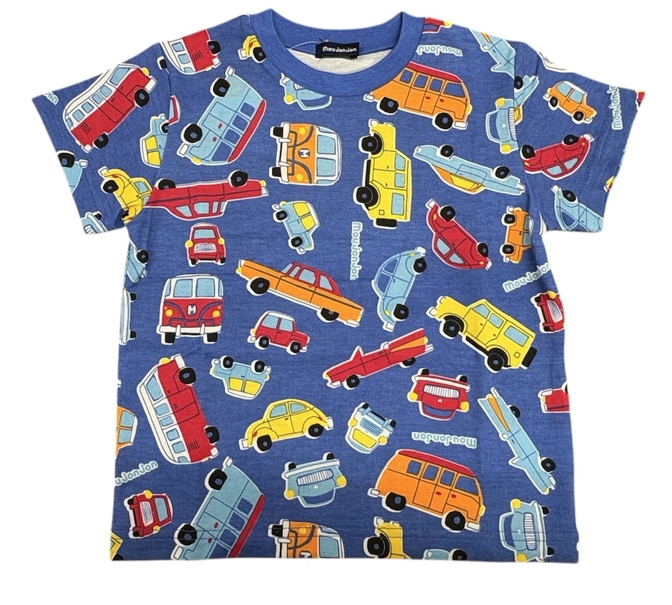 即決　新品タグ付 Moujonjon ムージョンジョン★車(chē)プリント 天竺 半袖Tシャツ★日本制★子供 110cm 5-6才 ￥2200
