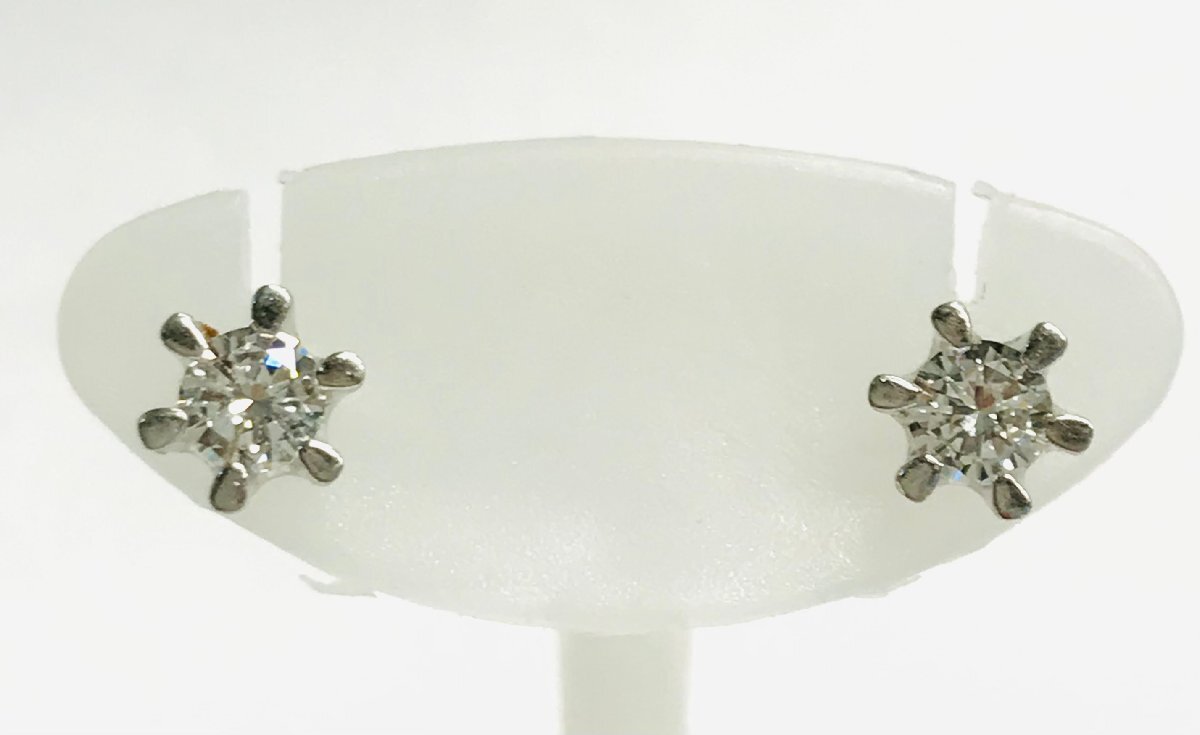 poj.ZAJ09　Pt850　プラチナ　一粒ダイヤモンド　ピアス　1PD0.16ｃｔ/1PD0.16ｃｔ　キャッチなし_画像1