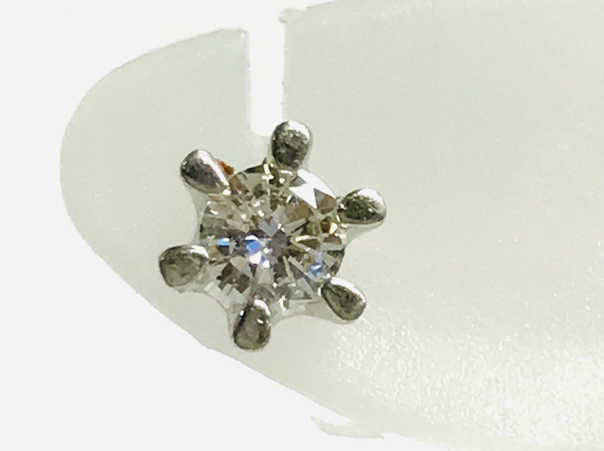 poj.ZAJ09　Pt850　プラチナ　一粒ダイヤモンド　ピアス　1PD0.16ｃｔ/1PD0.16ｃｔ　キャッチなし_画像2