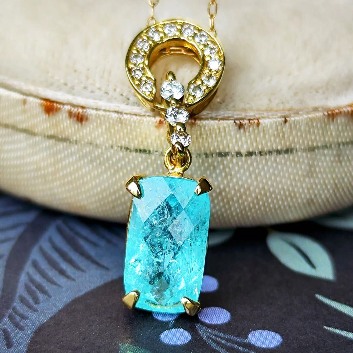 【大粒 1.97ct】天然パライバトルマリン 天然ダイヤモンド 18金 ネックレス 新品未使用品 鑑別書付き