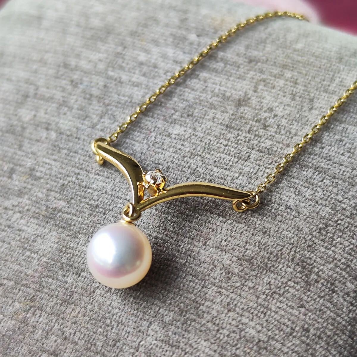 MIKIMOTO ミキモト あこや真珠 天然ダイヤモンド ネックレス 18 MIKIMOTO ミキモト あこや真珠 天然ダイヤモンド ネックレス 18