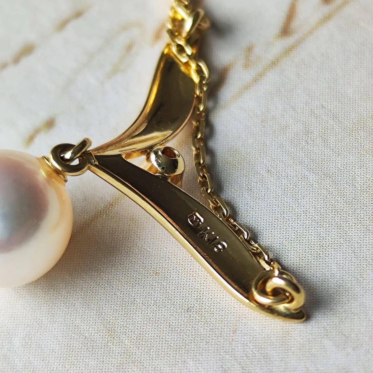MIKIMOTO ミキモト あこや真珠 天然ダイヤモンド ネックレス 18 MIKIMOTO ミキモト あこや真珠 天然ダイヤモンド ネックレス 18