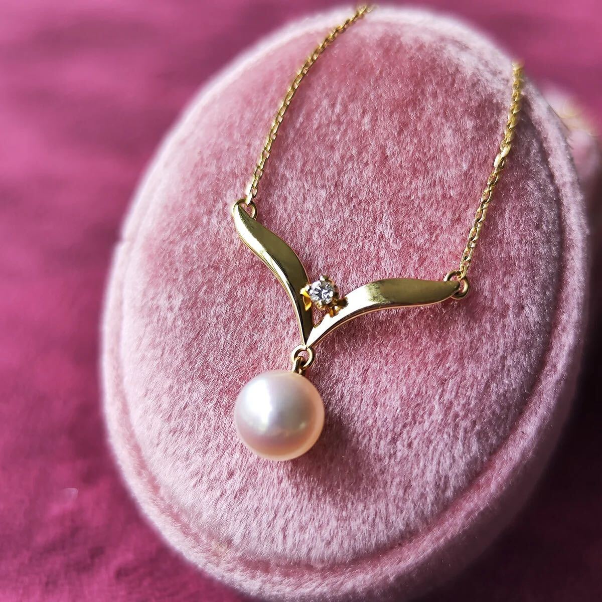 MIKIMOTO ミキモト あこや真珠 天然ダイヤモンド ネックレス 18 MIKIMOTO ミキモト あこや真珠 天然ダイヤモンド ネックレス 18