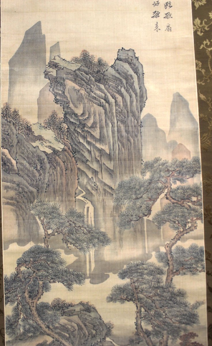 田能村竹田 肉筆 絹本 山水図 江戸時代南画家 肉筆 古掛軸 共箱 田能村竹田 肉筆 絹本 山水図 江戸時代南画家 肉筆 古掛軸 共箱