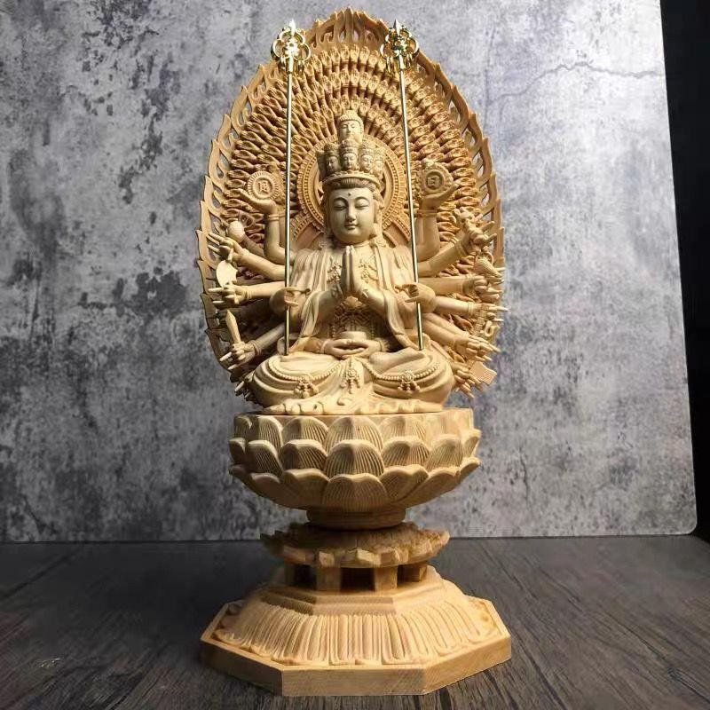 新作 極上の木彫 木彫仏像 千手観音菩薩 観音像 檜木 彫刻工芸品 新作 極上の木彫 木彫仏像 千手観音菩薩 観音像 檜木 彫刻工芸品
