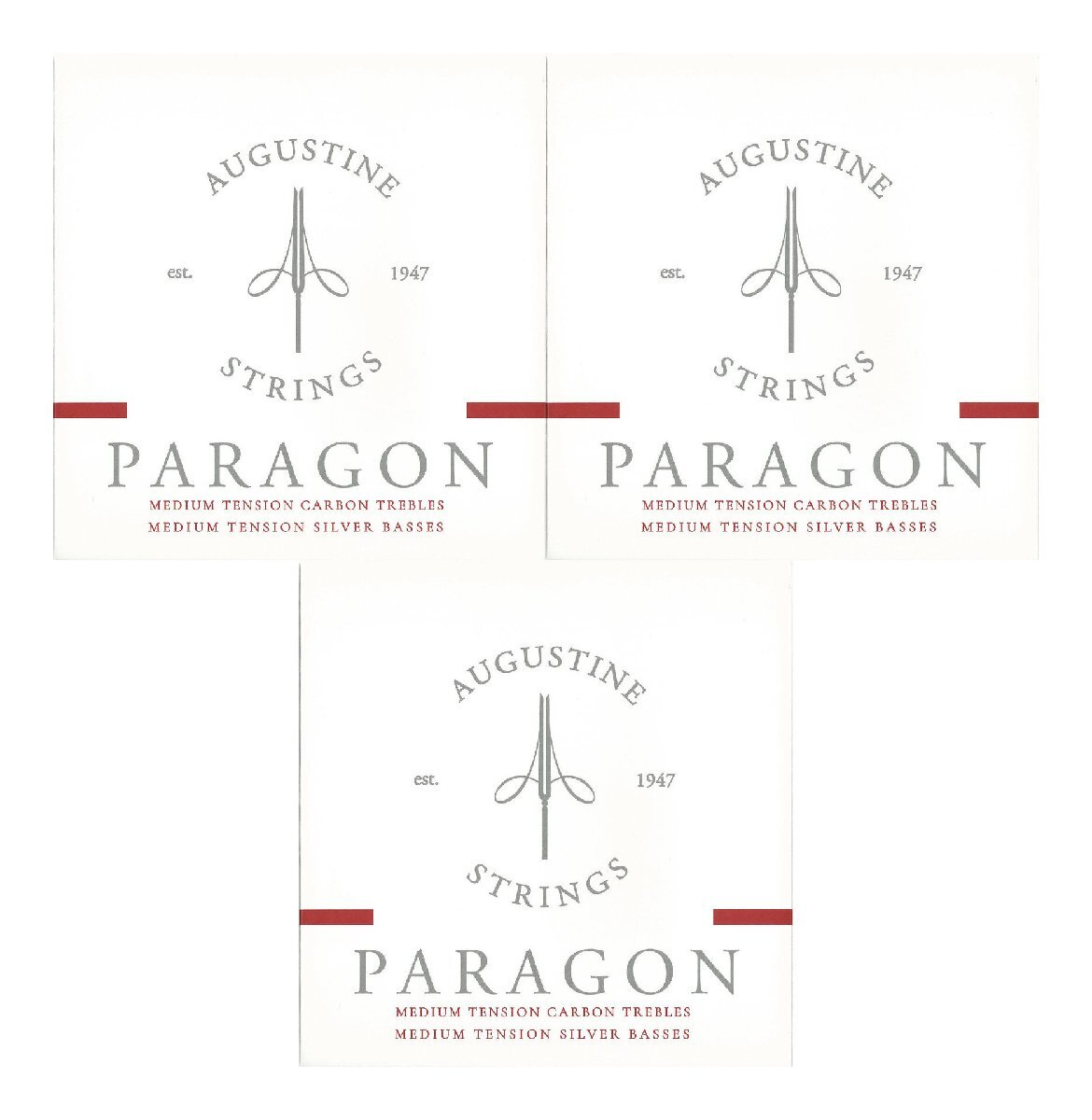 ★AUGUSTINE オーガスチン Paragon/Red Medium Tension フロロカーボン高音弦 クラシックギター弦 3セット★新品/メール便