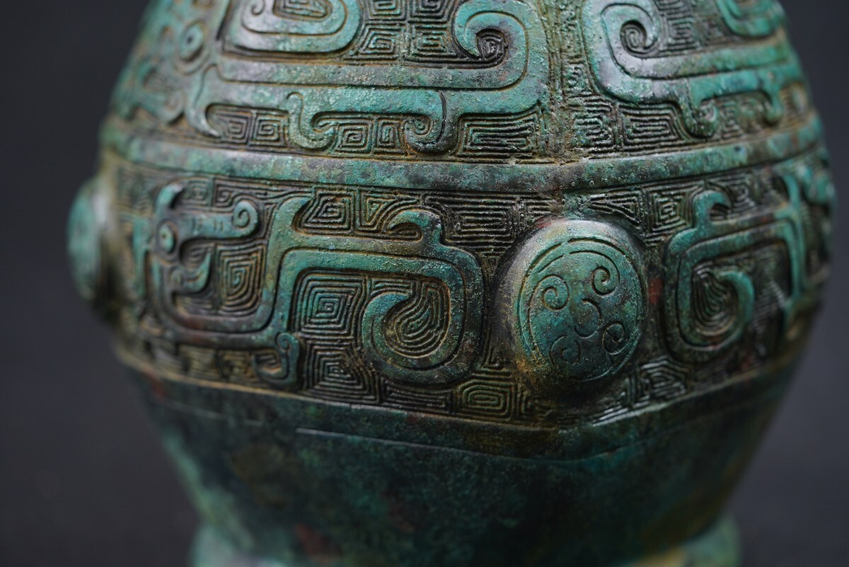 積古】中国 古美術 漢代 西周 青銅器 古銅製 水入 酒器 時代物 積古】中国 古美術 漢代 西周 青銅器 古銅製 水入 酒器 時代物