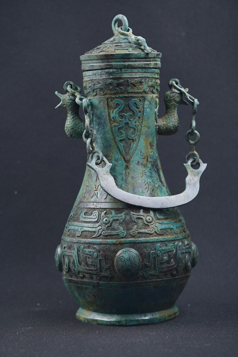 積古】中国 古美術 漢代 西周 青銅器 古銅製 水入 酒器 時代物 積古】中国 古美術 漢代 西周 青銅器 古銅製 水入 酒器 時代物