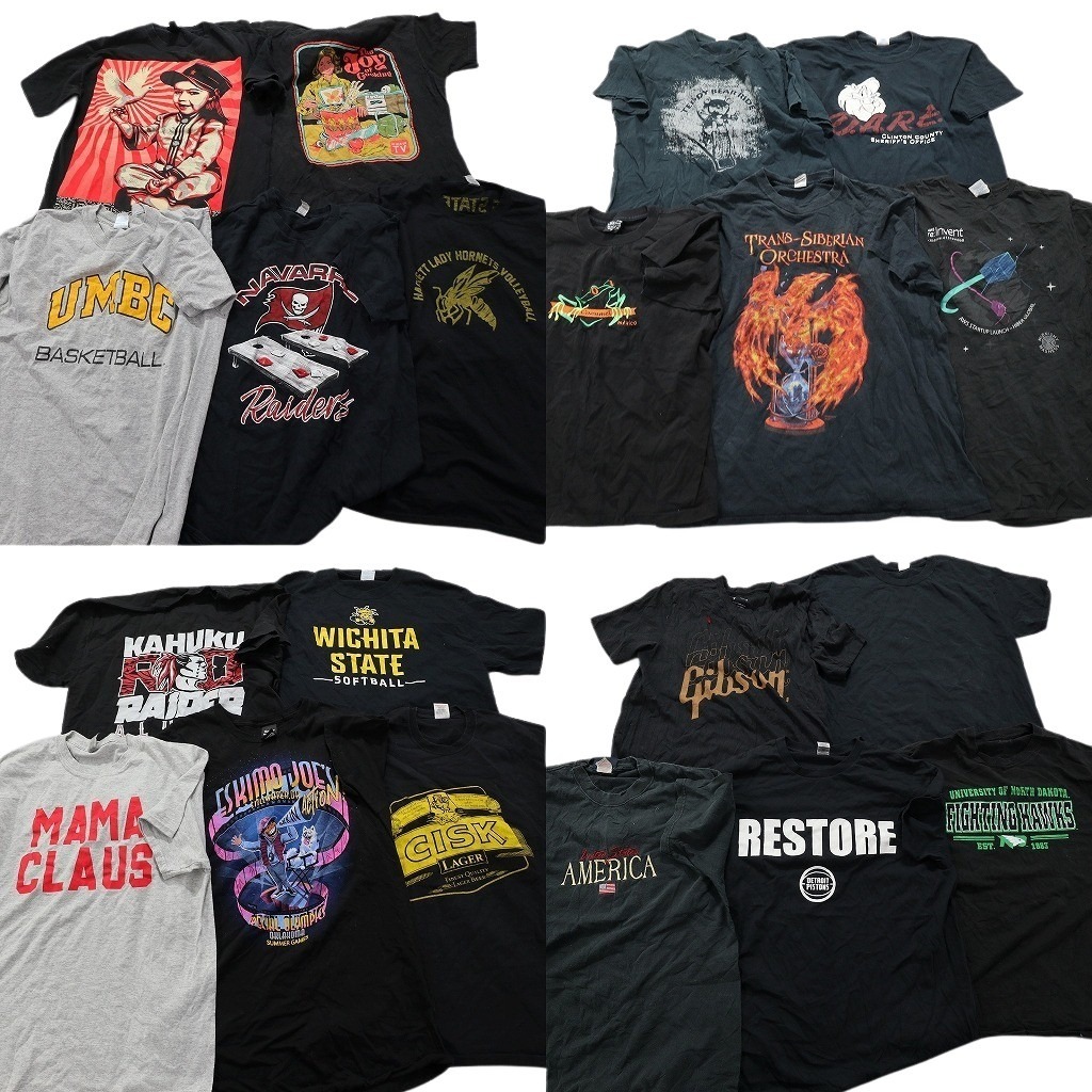 古着卸 まとめ売り 黒・グレー ボディ プリント 半袖Tシャツ 16 古着卸 まとめ売り 黒・グレー ボディ プリント 半袖Tシャツ 16