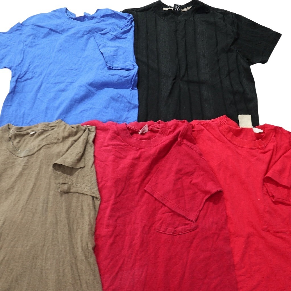 古著卸 まとめ売り 無地 プレーン 半袖Tシャツ 20枚セット (メンズ Ｍ ) ヘンリーネック ラッセル ブラック グレー MZ9897 1円スタート