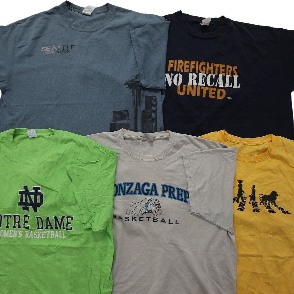 古著卸 まとめ売り カラーmix プリント 半袖Tシャツ 20枚セット (メンズ XL ) NBA サンダー ボーダー 英文字プリント NA0203 1円スタート