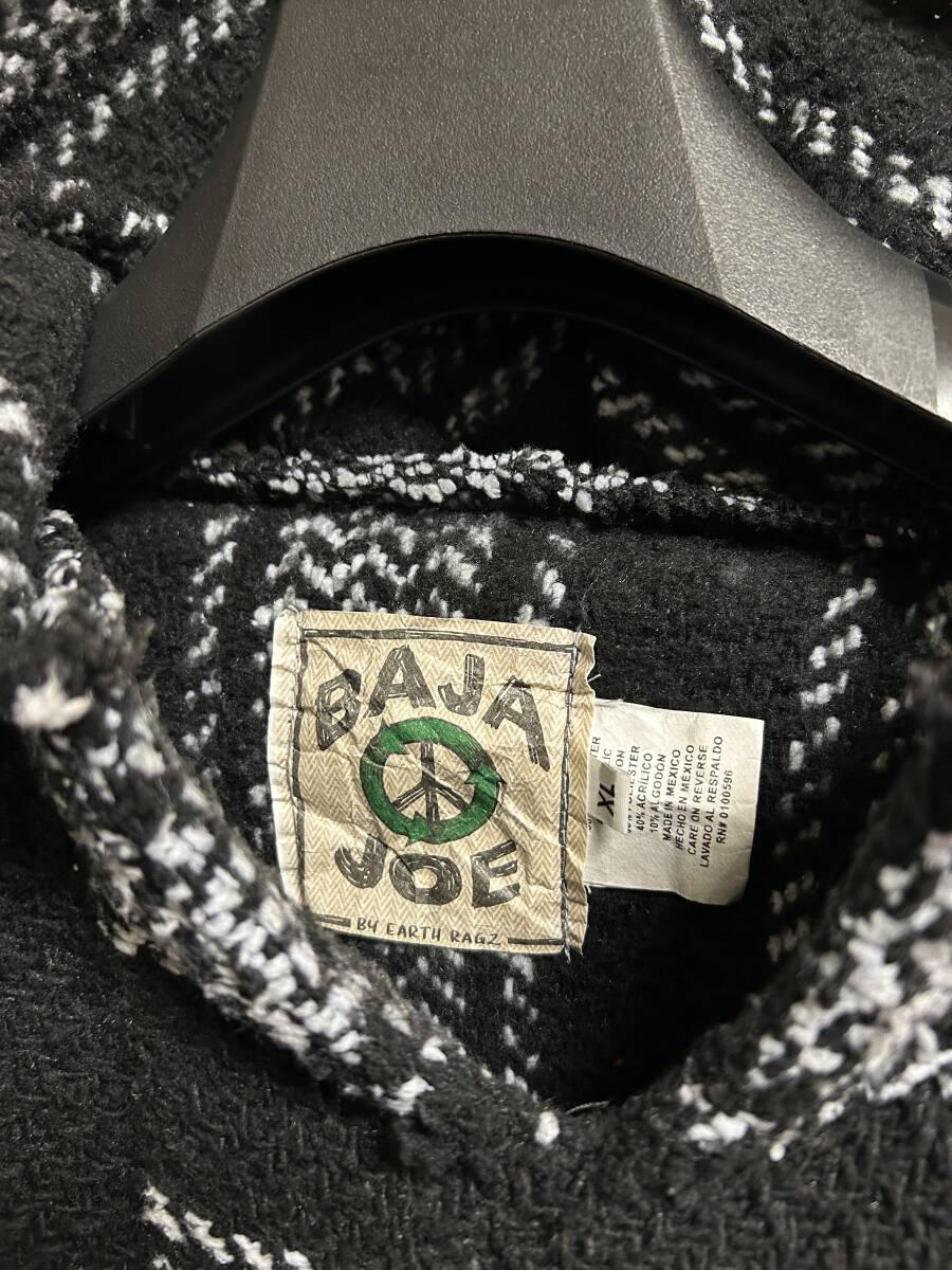 BAJA JOE バハジョー MEXICO メキシカンパーカー XL ストライプ ボーダー プルオーバー ネイティブアメリカン ネップ織 ティファナ _画像3