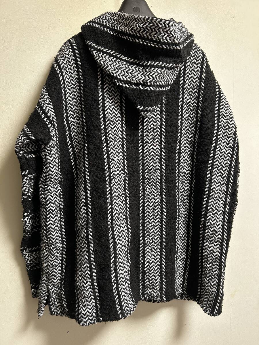 BAJA JOE バハジョー MEXICO メキシカンパーカー XL ストライプ ボーダー プルオーバー ネイティブアメリカン ネップ織 ティファナ _画像7