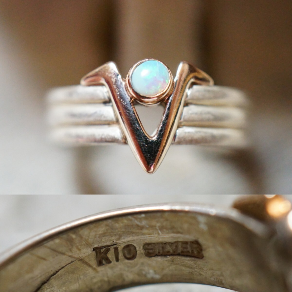 590 天然オパール opal 10金 シルバー リング 指輪 ヴィンテージ 590 天然オパール opal 10金 シルバー リング 指輪 ヴィンテージ