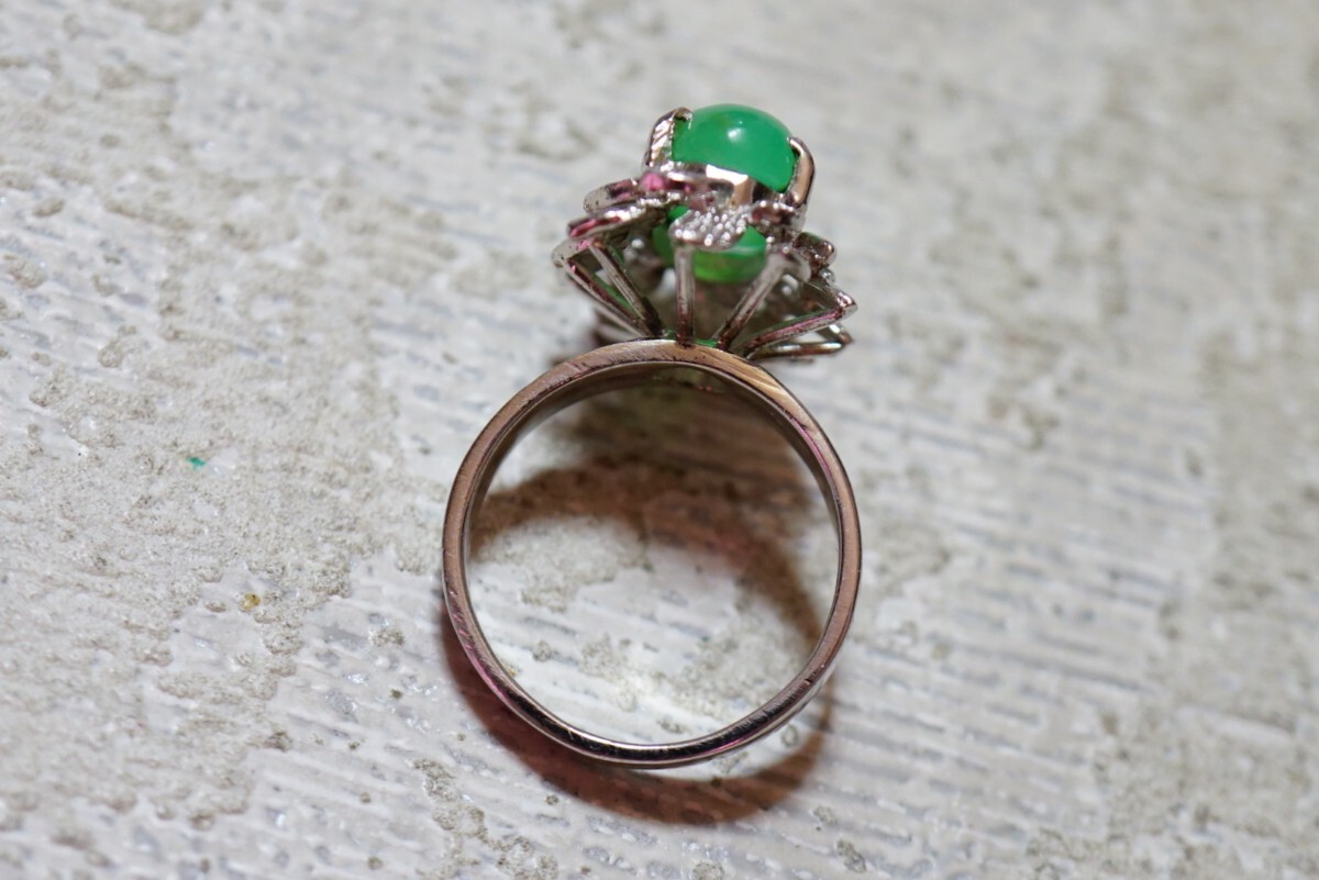 433 天然石 緑石 リング 指輪 ヴィンテージ アクセサリー 18K 433 天然石 緑石 リング 指輪 ヴィンテージ アクセサリー 18K