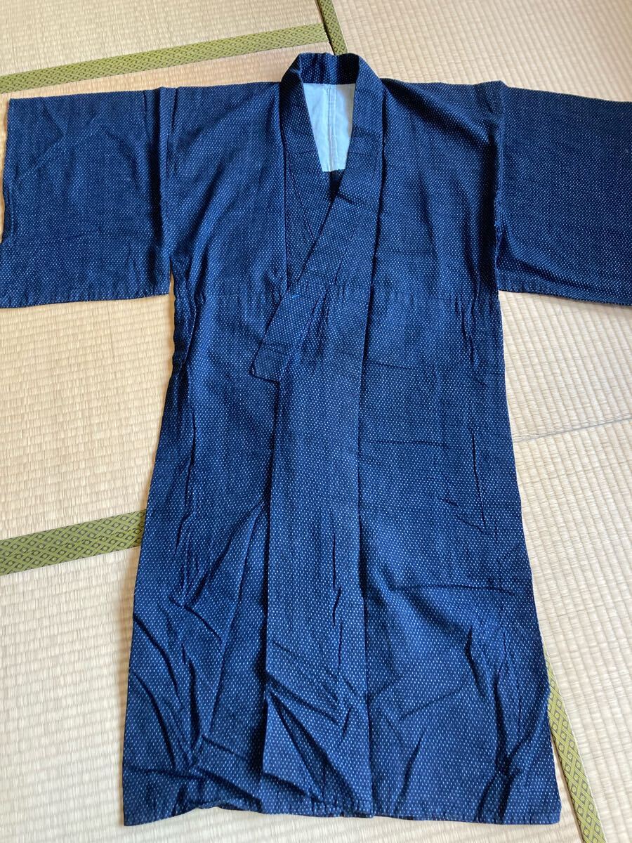 兎】蚊絣の着物 藍染め木綿 久留米絣 単衣 古布 リメイク JAPAN