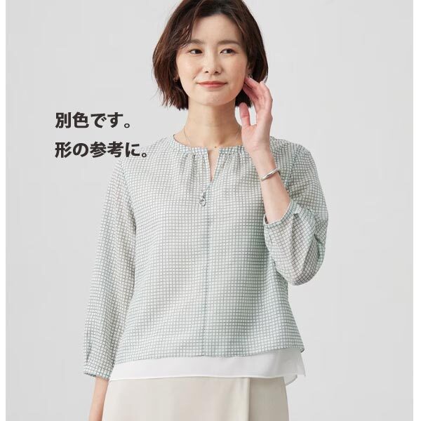 [J.PRESS LADIES] проверка принт cut and sewn 9 номер ( синий серия *M размер ) блуза рубашка J Press дамский новый товар 