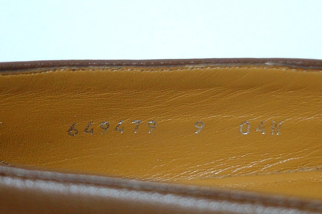 21AW 定価13.6萬 新品同様 未使用 GUCCI グッチ レザー ホースビット ローファー 649479 ブラウン カーフ メンズ 9 シューズ 27-27.5cm