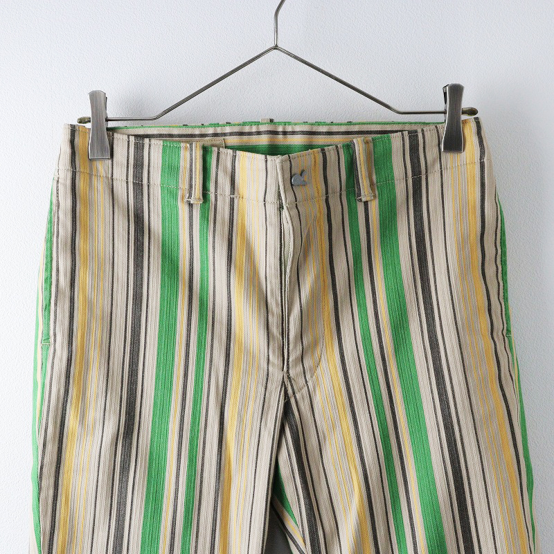 フォーティーファイブアール 45R 45rpm コットン ストライプ スリム ストレッチパンツ 1/ベージュ グリーン ボトムス【2400014360295】