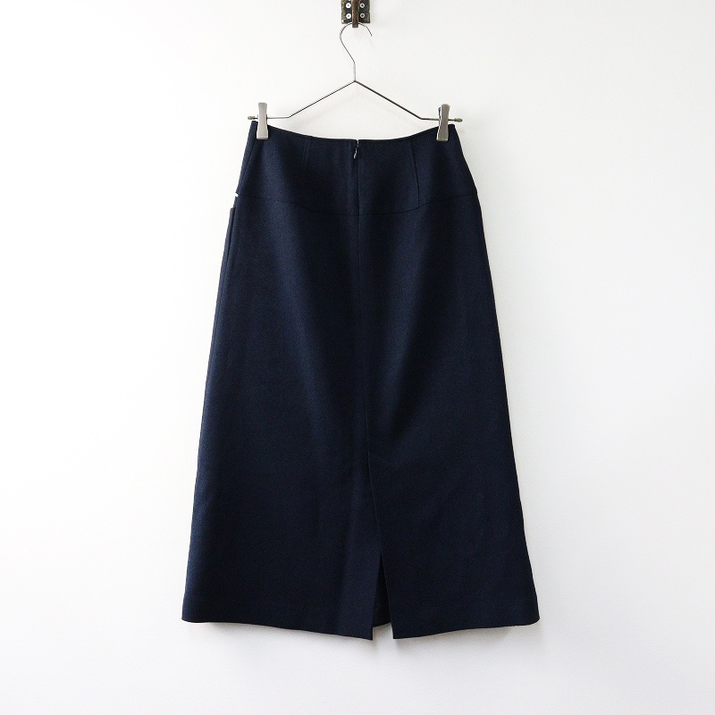 2023AW シップスエニィ SHIPS any: 洗濯可能 WARM パイピング Aライン スカート 36/ネイビー フレア ロング ボトムス【2400014363173】_画像2