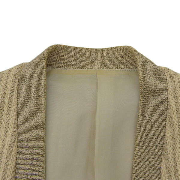 イッセイミヤケ ISSEY MIYAKE ノーカラー ストライプ ジャケット メンズ ベージュ sizeM コットン シルクリネン混 00’s ME31KD010 Y03452