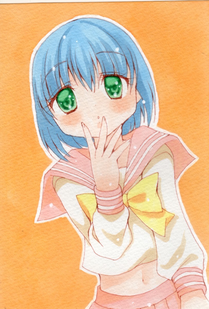 原画+ラフ画 計2枚)手描きイラスト オリジナル 女子高生1 原画+ラフ画 計2枚)手描きイラスト オリジナル 女子高生1