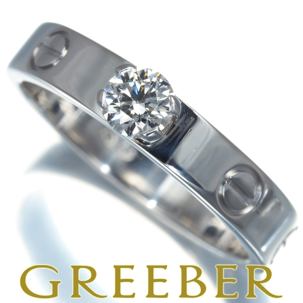 カルティエ リング ダイヤ ダイヤモンド 0.25ct F IF EX ミニラブ ソリテール 52號 K18WG 鑑定書 指輪 BLJ