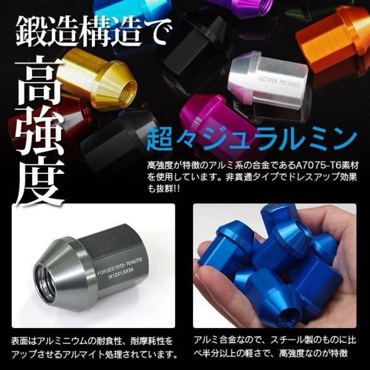 рейсинг гайка / колесные гайки M12×P1.25 замковая гайка есть 20 шт кованый 7075 aluminium / анодированный алюминий 
