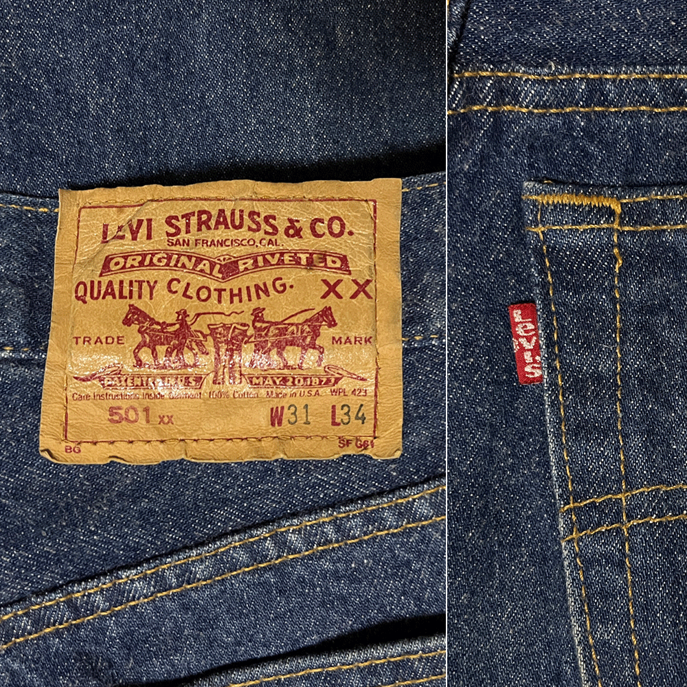 W31 L34 80s 90s ビンテージ USA制リーバイス Levis 501 デニムパンツ ジーンズ 552 ナイロンフット 赤文字 501XX アメリカ制 濃紺ハチマル