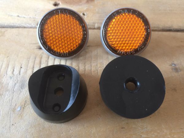 ホンダ フロントフォーク リフレクター 反射板 シャリィ シャリー CHALY CF50 CF70 ST50 ST70 DAX ダックス 舊車 黃 vela_parts 0415
