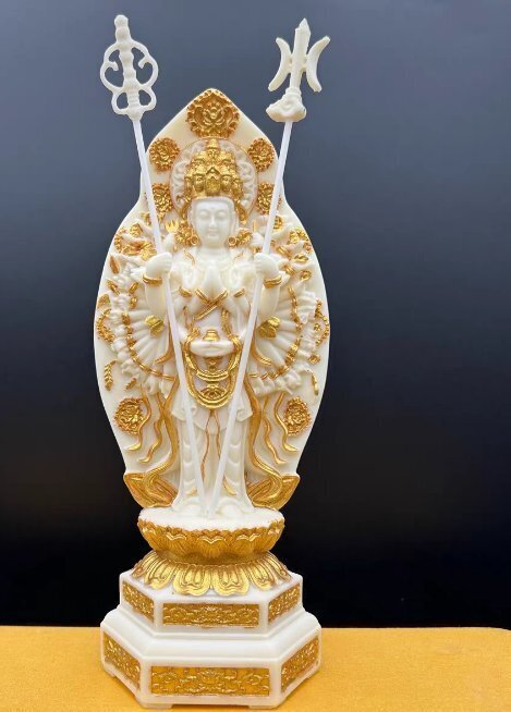 仏像【菩薩】 千手観音立像 桧木高級彫り ◇彫刻仏像・象牙果り