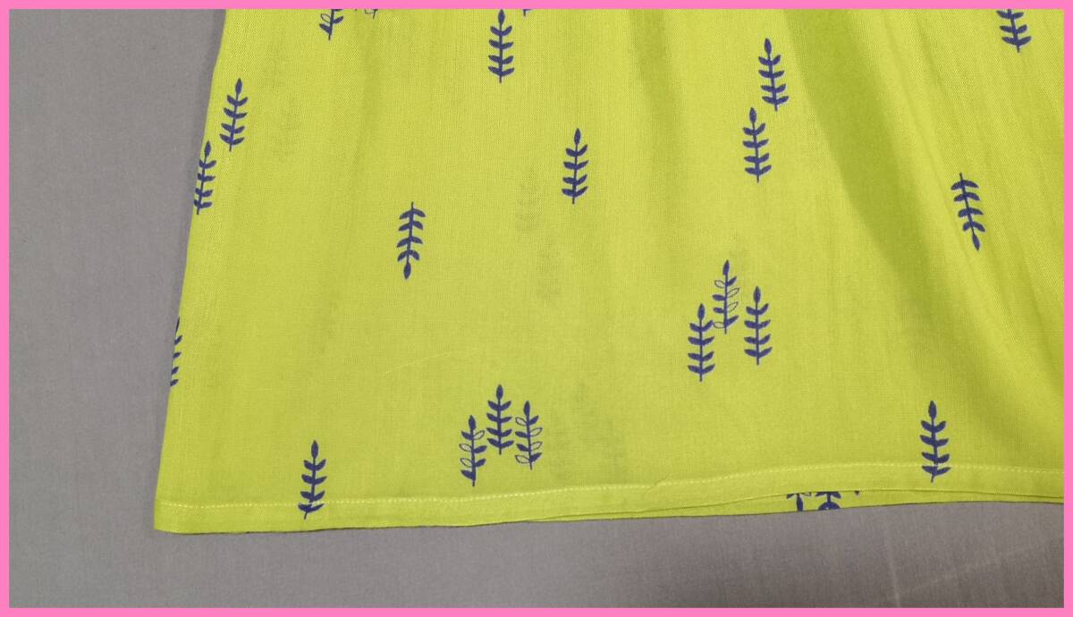 WH‐４１４‐２☆夏☆新品☆送料込み☆即決☆ナチュラル系☆ワンピース☆レーヨン綿☆Ｍ～Ｌサイズ☆ライトグリーン系☆木柄