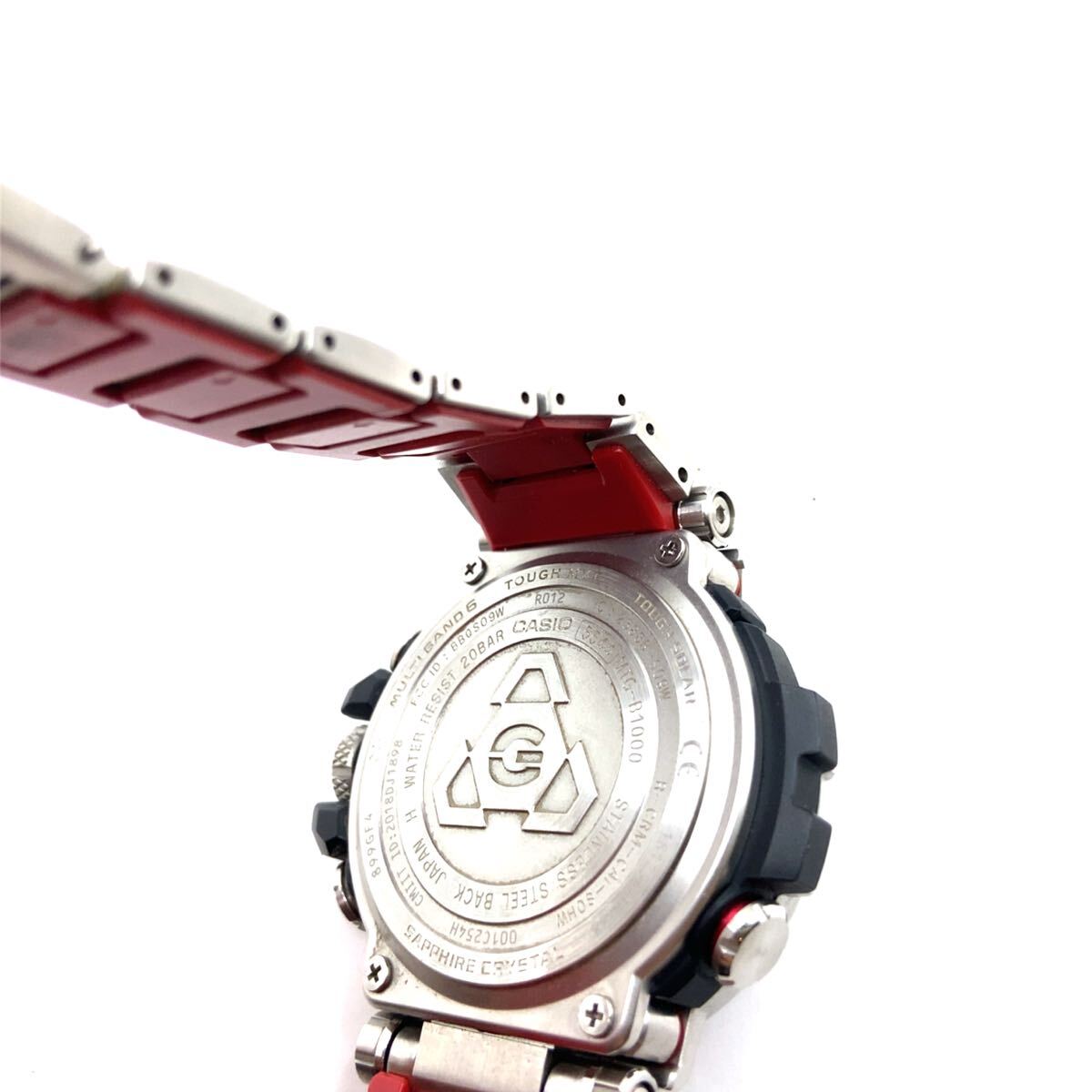 CASIO カシオ G-SHOCK MT-G 5544 MTG-B1000 電波ソーラー マルチバンド６ Bluetooth搭載 シルバー×ブラック×レッヾ?