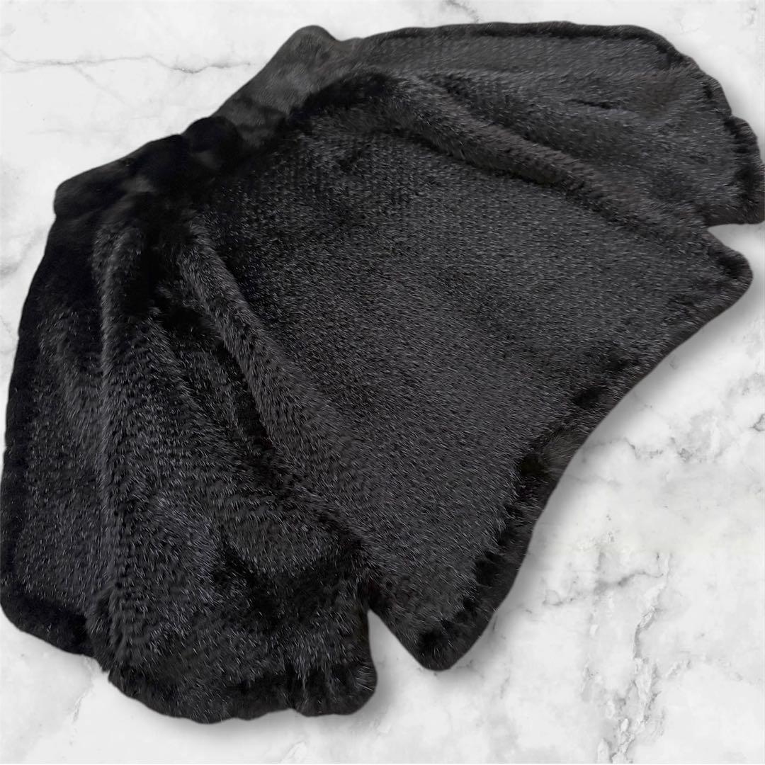1円～☆ 美品 リアルファー 本毛皮 ヤーン ミンク MINK 貂 ポンチョ