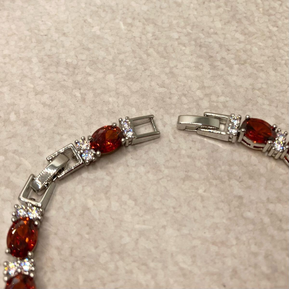 オレンジガーネットとホワイトトパーズのエレガントブレスレット★レディース腕輪シルバーアクセサリーカラーストーン新品宝石Y-RSHOP卸売_画像5