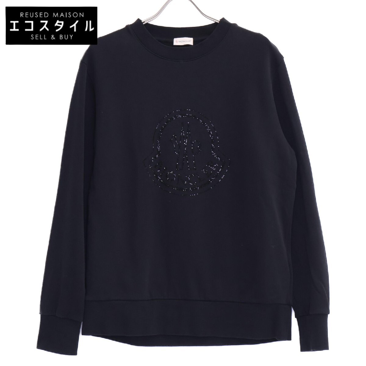 美品/21年制 MONCLER モンクレール 8G00022 809LC ラインストーンロゴ スウェットシャツ/ トップス M ブラック レディース