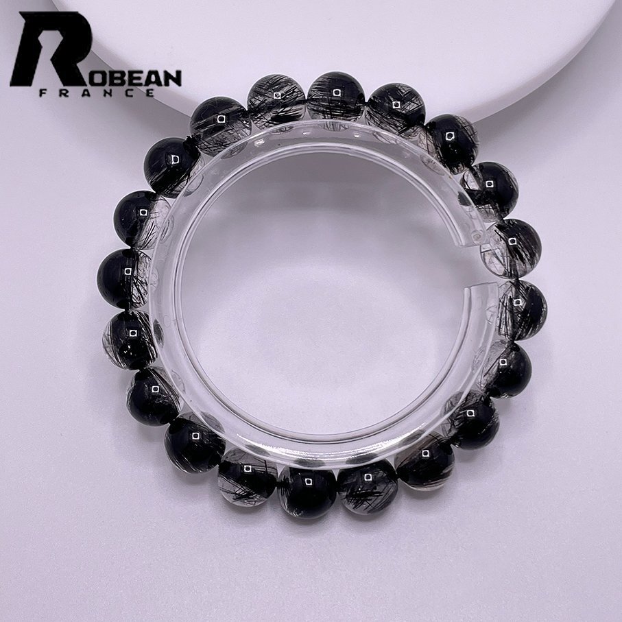 【お1人様1点限り】 貴重 EU製 定価14万円☆ROBEAN・ブラックルチルクォーツ☆黒針 ブレスレット・バングル