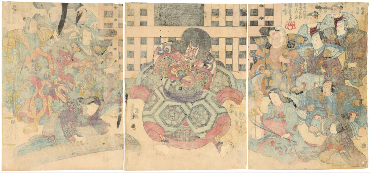 本物浮世絵 役者絵 歌川国芳「悪七兵衛景清 一谷武者画土産 本物浮世絵 役者絵 歌川国芳「悪七兵衛景清 一谷武者画土産