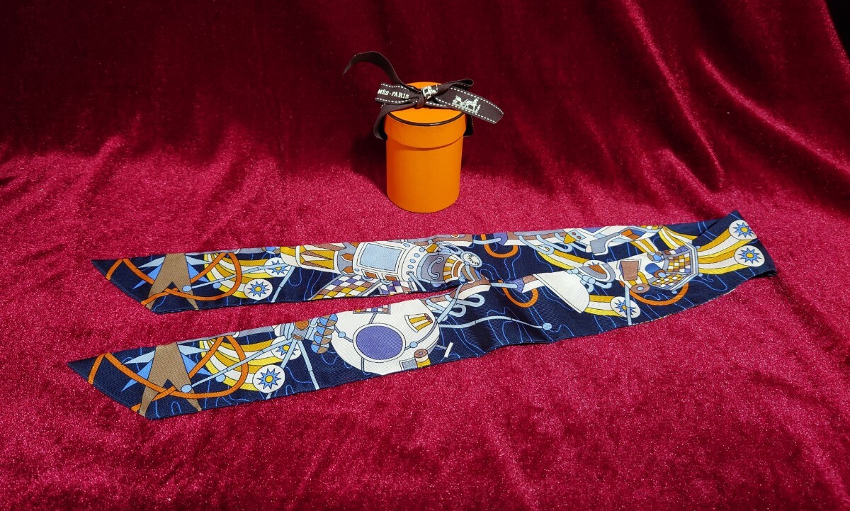HERMES エルメス ツイリー SCARF ODYSSEY ネイビー系 スカーフ HERMES エルメス ツイリー SCARF ODYSSEY ネイビー系 スカーフ