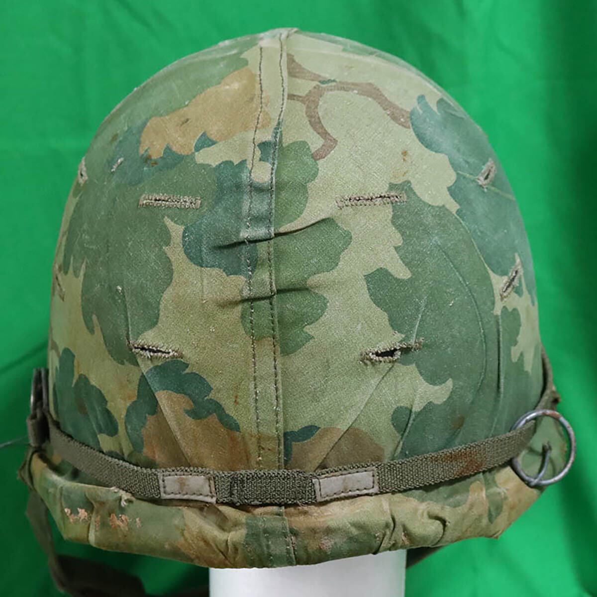 米軍　M1　M2　スチールポットヘルメット　ミッチェルヘルメットカバー付 60s 米軍 ミッチェルパターン M1ヘルメットカバー☆A