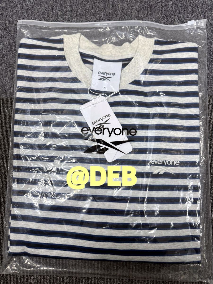 everyone × REEBOK BORDER LONG SLEEVE TEE SHIRT GRAY XLサイズ everyone × REEBOK BORDER LONG SLEEVE TEE SHIRT GRAY XLサイズ