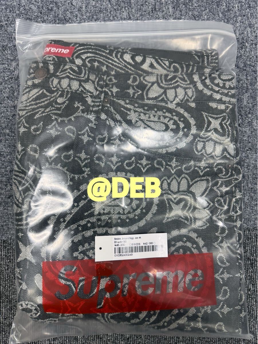 Supreme 2025SS Bandana Jacquard Baggy Jean Black 36 XLサイズ Supreme 2025SS Bandana Jacquard Baggy Jean Black 36 XLサイズ