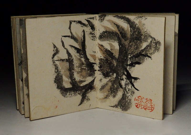 緑屋i□ 富岡鉄斎 画 画帳 画帖 折帖 11図 井口斗米 極箱 日本画 緑屋i□ 富岡鉄斎 画 画帳 画帖 折帖 11図 井口斗米 極箱 日本画