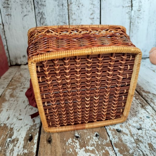 ヴィンテージ キルト人形 グラス バスケット ドール 小物入れ 芒草 籠 かご ナチュラル ファンシー ビンテージ レトロ アンティーク 古道具_画像7