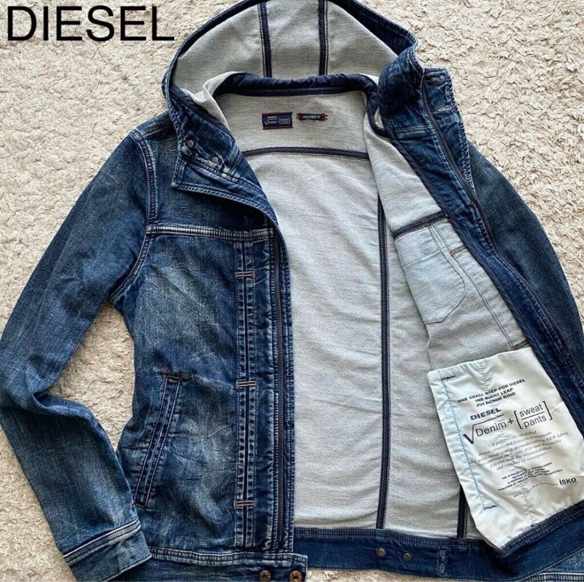 極美品○XL相当○DIESEL ディーゼル デニムジャケット ジップ 極美品○XL相当○DIESEL ディーゼル デニムジャケット ジップ