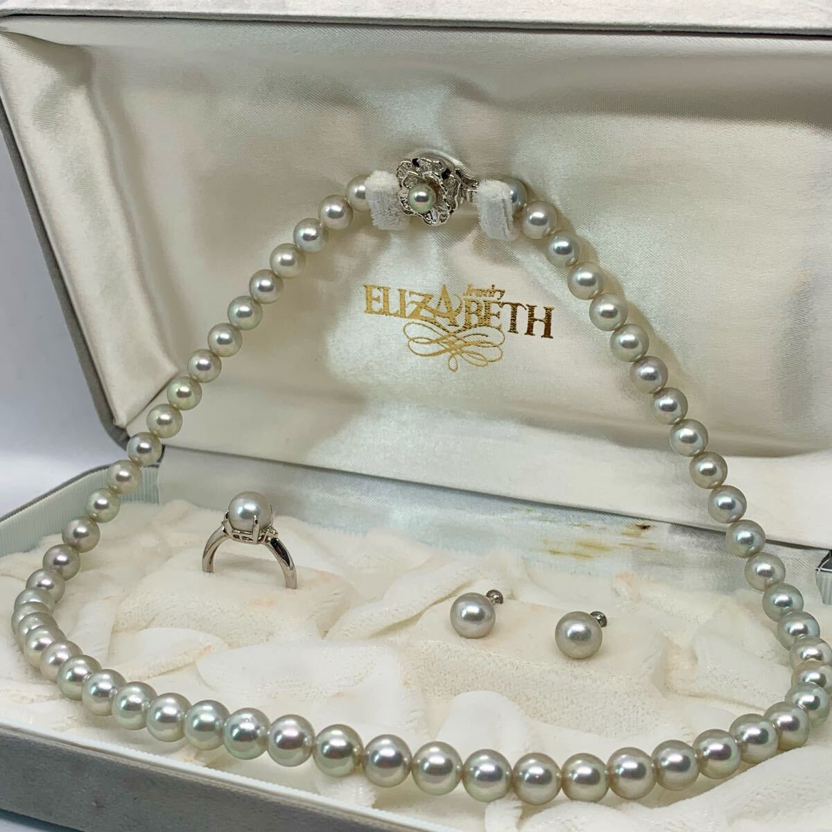 テリ最強/K14WG/Pt900 ダイヤ 0.03ct アコヤ あこや ブルー テリ最強/K14WG/Pt900 ダイヤ 0.03ct アコヤ あこや ブルー