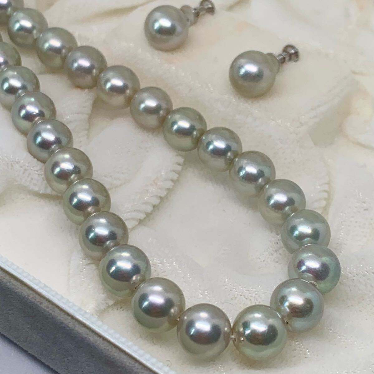 テリ最強/K14WG/Pt900 ダイヤ 0.03ct アコヤ あこや ブルー テリ最強/K14WG/Pt900 ダイヤ 0.03ct アコヤ あこや ブルー