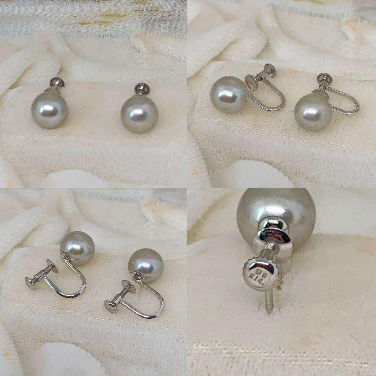 テリ最強/K14WG/Pt900 ダイヤ 0.03ct アコヤ あこや ブルー テリ最強/K14WG/Pt900 ダイヤ 0.03ct アコヤ あこや ブルー