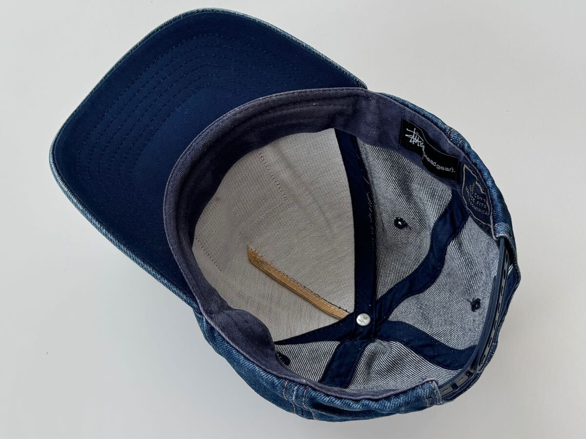 90s Old Stussy 6パネル レザー パッチ デニム キャップ オールド ステューシー ベースボール 00s ビンテージ ヴィンテージ 革 帽子_画像9