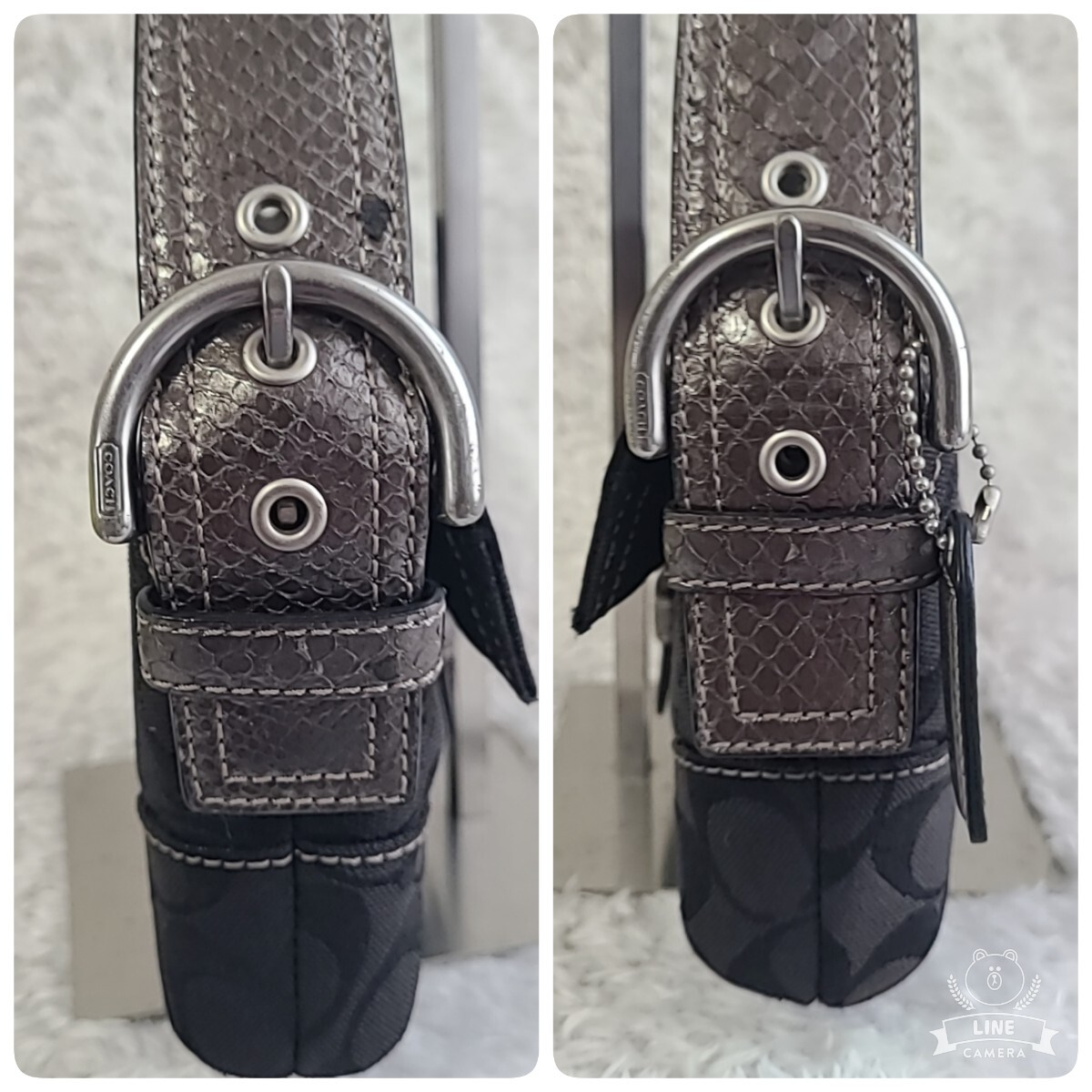 COACH シグネチャー ハンドバッグ ワンショルダー蛇革 総柄 COACH シグネチャー ハンドバッグ ワンショルダー蛇革 総柄